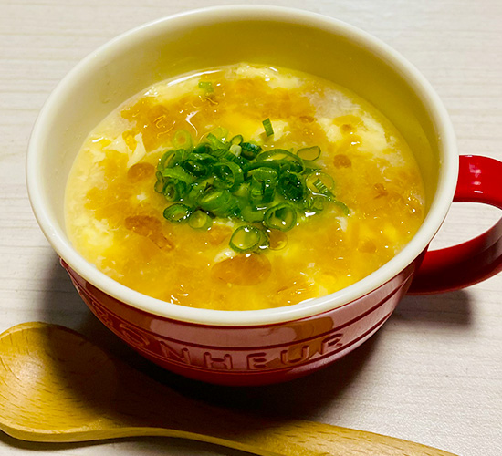 ふわふわ卵のしょうがフレークスープ